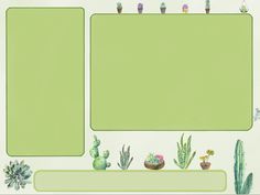 a green photo frame with cacti and succulents on the side