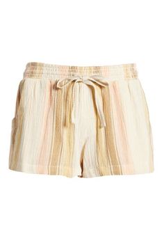 Take laid-back style to the beach and beyond with woven cotton shorts patterned in earthy stripes. Elastic/drawstring waist 100% cotton Machine wash, line dry Imported Beachy Shorts, Summer Beach Shorts, Laid Back Style, Beach Shorts, Fabric Gifts, Rip Curl, Free Fabric, Woven Cotton, Patterned Shorts