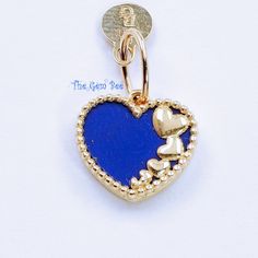 "Thank you for coming in! Genuine 14K yellow GOLD diamond charm pendant with beautiful royal blue Lapis and love heart design! THEY ARE STAMPED WITH \"14K ITALY\", but I could not show it clearly in the pictures. DIMENSION: 10.8mmX11.6mm(plus 5mmx7mm bail), 3.6mmx4.8mm hole MATERIAL: 14K yellow Gold, Lapis" Love Heart Design, Heart Charm Necklace, Blue Lapis Lazuli, Diamond Charm, Blue Lapis, Fine Jewellery Necklace, Solid Yellow, Heart Design, Necklace Pendant