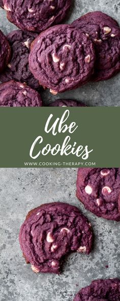 purple cookies with white sprinkles on top and the words use cookies above them