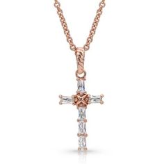 Montana Silversmiths Baguette Cross Necklace, Rose Gold, TSCNC3239RG Montana Silversmith Jewelry, Necklace Rose Gold, Tractor Supply, Necklace Rose, Cross Jewelry, Accessories Jewelry Necklace, Rose Gold Necklace, Gold Set, The Rose