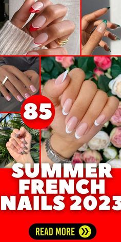 Summer French Nails 2023, French Nails 2023, French Nails Design, Summer Nails Bright, Summer French Nails, Latest Nail Colours, Red Summer Nails, Colored French Tips, French Tip Gel Nails