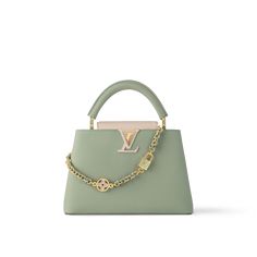 LOUIS VUITTON® - Capucines Bb - Jade Green Louis Vuitton, Handbags Louis Vuitton, Handbag Heaven, Chanel 2, Louis Vuitton Official, Purses Designer, Arm Candy