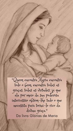 a drawing of a woman holding a baby in her arms with the words written on it