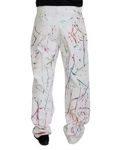 Brand new with tags 100% Authentic Dolce & Gabbana jeans Color splash print Denim pants White color 100% Cotton material Zipper closure Logo details Made in Italy Size on Tag: IT48 | M Multicolor Straight Leg Relaxed Fit Jeans, Casual Spring Pants With Paint Splatter, Straight Leg Cotton Jeans With Paint Splatter, Spring Cotton Bottoms With Paint Splatter, Straight Leg Paint Splatter Jeans, Spring Multicolor Bottoms With Five Pockets, Spring Straight Leg Bottoms With Paint Splatter, Casual Cotton Jeans With Paint Splatter, Multicolor Paint Splatter Bottoms For Spring