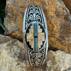 This Beautiful Sterling Silver Bracelet shown in the Turquoise Creek Collection, features Black Jade, Picture Jasper, and Kingman Turquoise. Choose Bracelet Size based on Total Circumference of Wrist. Dimensions: 1" Cuff Width They are designed by David Rosales, one of the finest contemporary Southwest Artists in the world. He is the founder and co-owner of Supersmiths, Inc. of Gallup, NM. Each Handcrafted Bracelet is custom made and carries a lifetime guarantee. Buffalo Jewelry, Contemporary Southwest, Spiny Oyster Jewelry, Native American Flute, Lapis Jewelry, Black Jade, Silver Belt Buckle, Black Arrow, Southwest Jewelry