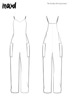 the front and back views of an jumpsuit