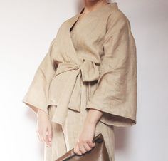 Womens linen kimono jacket with  belt for those who like to look great while feeling comfortable.  Available in different sizes and colors! In the pictures beige color option! Made from 100% natural Oeko-Tex certified stone washed (softened) linen fabric. Therefore the clothes feel nice and pleasant on the skin. Weight of the linen fabric: 155g/m2 We offer regular sizes as well as custom made size. Size chart - Regular (Regular size is made for 5.51 ft. / 1.68m tall people. If you are taller than this or have specific measurements we suggest to chose custom size.) US 2 / EU 34 / UK 6 Bust 80cm / 31.5 in Waist 62cm / 24.4 in Hips 86cm / 33.9 in US 4 / EU 36 / UK 8 Bust 84cm / 33.1 in Waist 66cm / 26 in Hips 90cm / 35.4 in US 6 / EU 38 / UK 10 Bust 88cm / 34.6 in Waist 70cm / 27.6 in Hips 94 Beige Linen Kimono, Linen Kimono, Tall People, Linen Clothing, Clothing Plus Size, Linen Jacket, Plus Size Kleidung, Kimono Jacket, Linen Clothes