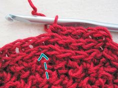 the crochet stitch is being worked on