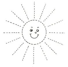 the sun is drawn with dotted lines to make it look like he has his eyes closed