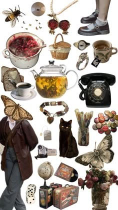 a collage of many different items and objects