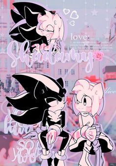 an image of two cartoon characters with the words love shadings written on them