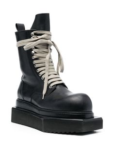 Rick Owens Turbo Cyclops 70mm lace-up Boots - Farfetch Rick Owens Street Style, Rick Owens Shoes, Concept Clothing, White Tone, Punk Vintage, Hipster Mens Fashion, Fashion Inspiration Design, Mens Shoes Boots, Stylish Fashion