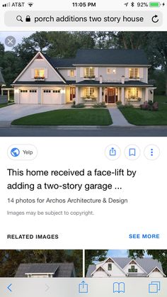 two story house with front porch and garage on the same page in an instagram