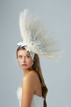 MILLINER: CARRIE JENKINSON - This stunning piece is a sample of Carrie Jenkinson #Millinery bridal range #HatAcademy Rave Bras, Fairy Costumes, Wedding Headwear, Theatre Makeup, Michael Cinco, Couture Hats, Bridal Hat, Flower Fascinator