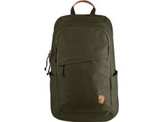 the backpack is green and has a brown handle