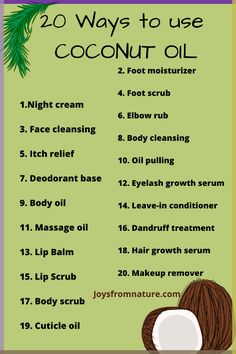 Coconut oil can be used in many ways for skin care, hair care and overall body care. Here are 20 way Coconut Oil Hacks, Ways To Use Coconut Oil, How To Use Coconut Oil For Skin, How To Make Coconut Oil, How To Use Coconut Oil For Hair, Use Of Coconut Oil, Coconut Oil For Lips, Uses Of Coconut Oil