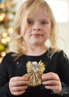 How to Make A Christmas Angel Ornament out of Wired Ribbon (A Kid's Craft) | The DIY Mommy Christmas Ribbon Angels, Ribbon Angel Ornaments, Christmas Angel Ornaments Handmade, Diy Christmas Ribbon, Ribbon Angels, Lace Angels, Geek Christmas