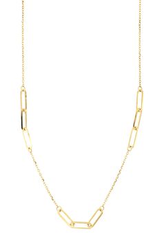 Modern paperclip links add texture and shine to this pretty 14-karat-gold necklace that is handcrafted in Spain. Style Name:Bony Levy Kids' 14K Gold Link Necklace (Nordstrom Exclusive). Style Number: 6179356. Modern 14k Gold Necklaces With Lobster Clasp, 14k Gold Paperclip Chain Necklace, 14k Gold Paperclip Necklace As Gift, 14k Gold Paperclip Necklace For Gift, Fine Jewelry Paperclip Chain Link Necklace, Fine Jewelry Paperclip Chain Necklace, Yellow Gold Link Necklaces With Paperclip Chain, Modern Yellow Gold Necklace With Lobster Clasp, Modern Yellow Gold Paperclip Necklace