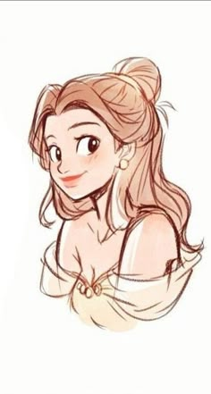 a drawing of a girl with long hair wearing a white dress and smiling at the camera