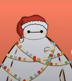 an animated image of a person wearing a santa hat and dress with polka dots on it