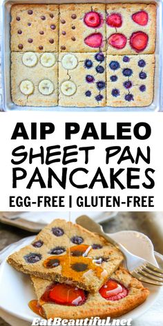 an egg - free, gluten - free recipe for air paleo sheet pan pancakes