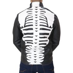 [additional] Skeleton Leather Jacket | Skeleton Halloween Costume It's time to retire your old Halloween costumes in favor of something fresh and unique, like this Reflective skeleton leather jacket. We've included amazing features that make this Vanson skeleton leather jacket the best motorcycle coat, so it's not just a cosplay grab. This Skeleton Sketch Leather Biker Jacket was made with high-quality genuine leather to ensure that it lasts a long time. Skeleton Leather Motorcycle Jacket This s Skeleton Jacket Outfit, Skeleton Jacket, Skeleton Sketch, Old Halloween Costumes, Skeleton Halloween Costume, Best Motorcycle, Varsity Letterman Jackets, White Leather Jacket, Skeleton Bones