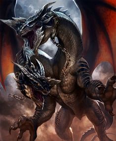 a dragon is attacking another dragon with its mouth open