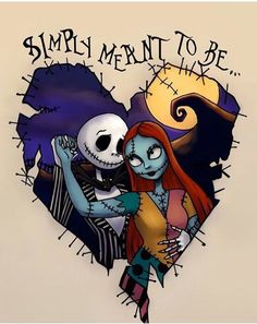 a drawing of jack and sally from the animated movie, it's memento to be