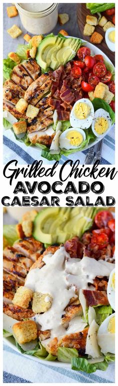 grilled chicken avocado caesar salad with ranch dressing is the perfect side dish