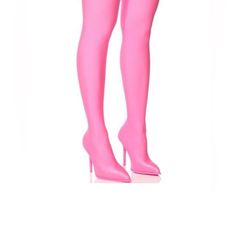 New. Never Worn Barbie Pink Shiny Stretch Thigh High Sock Boots Is A Slick, Stretchy Thigh-High Boot That Features An Inner Pump And A Stiletto Heel. Complete With A Pull-On Silhouette And Inner Elastic For A Secure Fit. Fit And Details (Approx. Measured From A Women's Size 7.5): - Stretch Upper - Thigh High - Stiletto Heel - Pointed Toe - 25" Shaft Height - 4.25" Heel Height - Azalea Wang Pink Stretch Thigh-high Stockings, Pink Stretch Thigh High Legwear, Pink Stretch Thigh-high Legwear, Spring Party Knee-high Socks, Pink Tight Thigh High Stockings, Pink Tight Thigh-high Stockings, Pink Fitted Thigh-high Legwear, Tight Thigh High Pink Stockings, Trendy Pink Thigh High Legwear