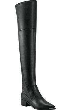 Marc Fisher LTD Yaki Over the Knee Boot (Women) | Nordstrom Medium Width Leather Knee-high Boots, Black Knee-high Boots With Stacked Heel, Modern Over-the-knee Boots For Fall, Leather Knee-high Boots With Medium Width, Sleek Knee-high Boots With Stacked Heel, Modern Leather Thigh High Heeled Boots, Modern Thigh High Leather Heeled Boots, Modern Thigh-high Leather Heeled Boots, Sleek Tall Leather Boots