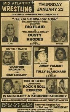 an old newspaper advertisement for the wrestling tournament