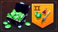 a box filled with green gums next to an orange shield and some other items