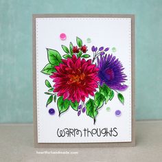 a close up of a card with flowers on it