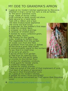 a green background with butterflies and the words, my ode to grandma's apron