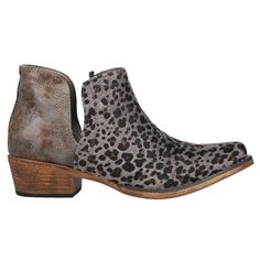 PRICES MAY VARY. Faux leather upper Pull on entry Leopard hair on hide vamp Padded comfort insole Flexible vintage TPR outsole Short Western Boots, Corral Boots Womens, Cowboy Ankle Boots, Leopard Hair, Chunky Heel Ankle Boots, Casual Ankle Boots, Lug Sole Boots, Faux Leather Heels, Boots Ankle