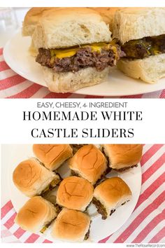 homemade white castle sliders on a plate with text overlay