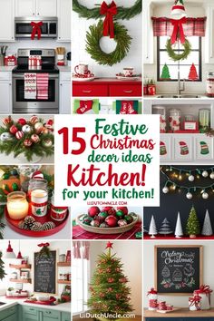 festive christmas decor ideas for your kitchen - click to see them all in red, green and white