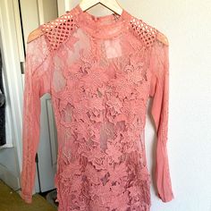 Gorgeous, One Of A Kind Lotus Couture Appliqu Dress In Size Small. New With Tags!! Sheer Lace Dress For Date Night In Spring, Fitted Lace Top Dress For Spring, Summer Mini Dress With Lace Top For Party, Sheer Lace Dress For Spring Date Night, Fitted Mini Dress With Lace Patchwork For Brunch, Spring Lace Bodycon Dress For Date Night, Long Sleeve Lace Dress For Summer Date Night, Spring Long Sleeve Stretch Lace Dress, Summer Evening Mini Dress With Lace Top