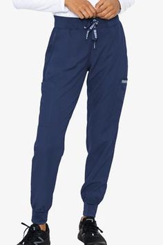 These athletic inspired-joggers have a yoga waistband and double cargo pockets! You'll also find the knit ankle cuffs very comfortable. The fabric offers wicking properties and is very breathable. · INSIGHT FABRIC · 100% Polyester · Adjustable front waist ties · Two cargo pockets · Jersey knit waistband and ankle cuffs R: XS-3X (28.5”) | P: XS-XL (26.5”) | T: XS-XL (31”) Med Couture Scrubs, Parker Outfit, Women Jogger Pants, Mens Scrubs, Medical Outfit, Zipper Pants, Womens Scrubs, Loyalty Program, Ankle Cuffs