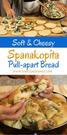 Warm cheesy spanakopita style pull-apart bread rolls everyone will love! Soft Bread Rolls, Feta Bread, Greek Bread, Greek Spinach, Greek Spinach Pie, Greek Dinners, Soft Bread, Cheese Spinach, Spinach Pie