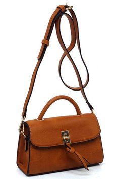 Twist Lock Flap Satchel Crossbody Bag Faux vegan leather Turn-lock & Zip top closure Gold-tone hardware Detachable shoulder strap L 8 * H 4.4 * W 3.1 (2 D) Charming Charlie, Zip Top, White Bag, Individual Style, Vegan Leather, Crossbody Bag, Satchel, Shoulder Strap, Twist