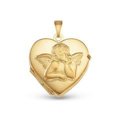 "Heart Locket Style #5 - Cherub Heart Locket ♥︎ Made of 14k solid gold, this classic heart locket features a sweet cherub angel adding additional meaning to this sentimental two picture locket. Timeless keepsakes, lockets make wonderful gifts to be cherished for generations. ♥︎ Add a chain and transform your locket into a wonderful necklace - the Adjustable Slider Cable Chain pairs wonderfully with this locket and is fully adjustable up to 22 inches length, an essential to every jewelry wardrobe Angel Cherub, Gold Heart Locket, Picture Locket, Mini Moon, Photo Necklace, Mini Charm, Round Necklace, Heart Locket, Moon Pendant