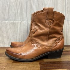 Franco Sarto Womens Boots 6 Brown Leather Western Mid Calf Cowboy Distress Shoe Weight: 1.9lb Size Of Item: 6 Us Condition: Preowned. Good Used Condition. No Damage Or Stains. This Is Not Brand New There Is Minor Peeling On The Inside Hem Of The Lining / Leather. Ships From A Smoke Free Home! Please See All Photos For Exact Item Condition Thanks For Checking Out My Store! All Items Are Shipped Within Two Business Days. Make A Bundle To Save On Shipping Cost. Franco Sarto Shoes, Franco Sarto, Tan Brown, Mid Calf, Bootie Boots, Brown Leather, Womens Boots, Ankle Boots, Cowboy