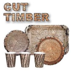 the words cut timber are placed next to wood slices