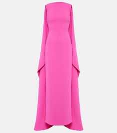 Kaila caped crêpe gown in pink - Solace London | Mytheresa Modest Gowns, Solace London, Cape Gown, London Dresses, Pink Evening Dress, Floor Length Prom Dresses, Long Gown Dress, London Outfit, Cape Dress