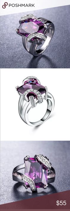 925sterling Silver Stamped Radiant Purple Cut Ring 925 Sterling Silver Stamped Radiant Cut Purple Ring Size: 9 It’s Stamped 925 inside Main Stone: Purple Sapphire Secondary Stone: White Sapphire Metal: 925 Sterling Silver Style: Radiant Cut Brand New Never Used Jewelry Rings Purple Rectangular Ring Gift, Purple Rectangular Sterling Silver Ring, Purple Sterling Silver Rectangular Jewelry, Luxury Purple Amethyst Ring, Rectangular Shape, Purple Multi-stone Gemstones In Sterling Silver, Purple Rings, Purple Sapphire, Radiant Cut, White Sapphire