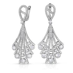 These stunning earrings feature fanned out rows of dazzling Cubic Zirconia stones, and have been beautifully crafted from Sterling Silver. The top of the earring features an inverse oval teardrop that is bisected by a slight "S" curve The clasp hinges provide optimal comfort and security. The polished earrings have a lovely shine and luminous appeal. These earrings would be a perfect choice for a wedding, prom, or any other formal occasion that calls for a touch of classic elegance .925 Sterling Ball Drop, Drop Dangle Earrings, Gold Polish, Stunning Earrings, Gold Earrings Dangle, Elegant Jewelry, Jewelry Gift Box, Classic Elegance, Chandelier Earrings