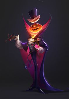 a cartoon character dressed as a jack - o'- lanterner holding a rose